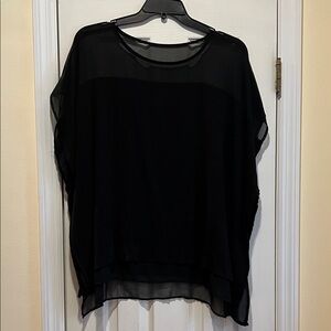 Jennifer Lopez Black Sheer Layered Tunic Blouse